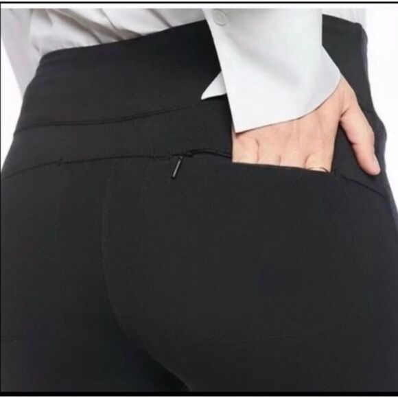 Athleta Metro Velvet Tux Leggings Mid Waisted Black Stripe Gym Fitness Yoga XS - Picture 6 of 7